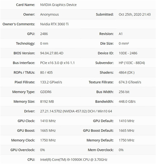 RTX 3060TI显卡规格曝光 或将取代RTX 2080TI？(图1)