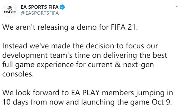 《FIFA21》将打破传统 且不会提供试玩Demo